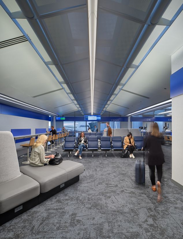 Interface B603 carpet tile in urban airport terminal